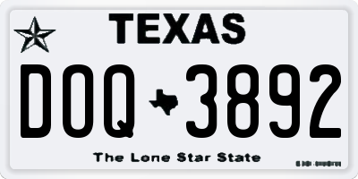 TX license plate DOQ3892