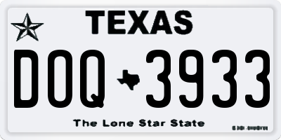 TX license plate DOQ3933