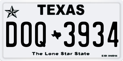 TX license plate DOQ3934