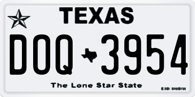 TX license plate DOQ3954