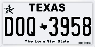 TX license plate DOQ3958