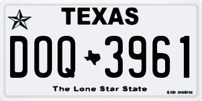 TX license plate DOQ3961