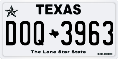 TX license plate DOQ3963