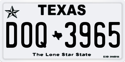 TX license plate DOQ3965