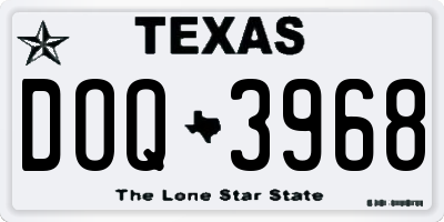 TX license plate DOQ3968
