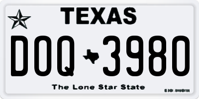 TX license plate DOQ3980