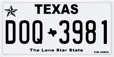 TX license plate DOQ3981