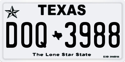 TX license plate DOQ3988