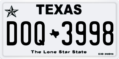 TX license plate DOQ3998