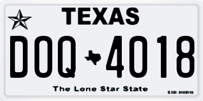 TX license plate DOQ4018
