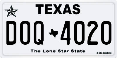 TX license plate DOQ4020