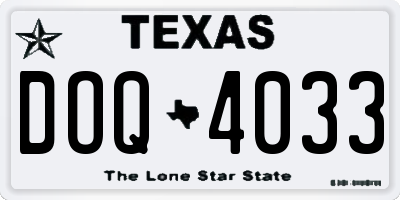 TX license plate DOQ4033