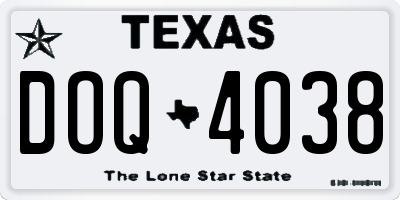 TX license plate DOQ4038