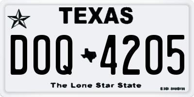 TX license plate DOQ4205