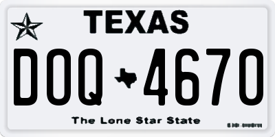TX license plate DOQ4670