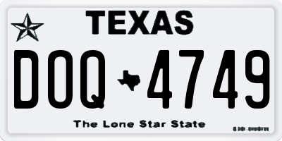 TX license plate DOQ4749