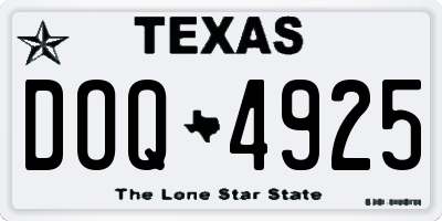 TX license plate DOQ4925