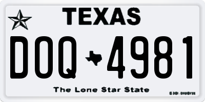 TX license plate DOQ4981