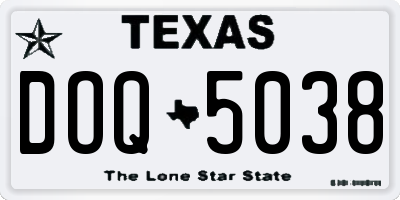 TX license plate DOQ5038