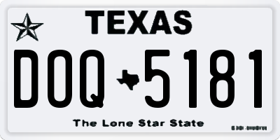 TX license plate DOQ5181