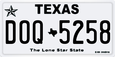 TX license plate DOQ5258