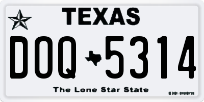 TX license plate DOQ5314