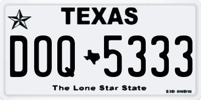 TX license plate DOQ5333