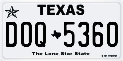 TX license plate DOQ5360