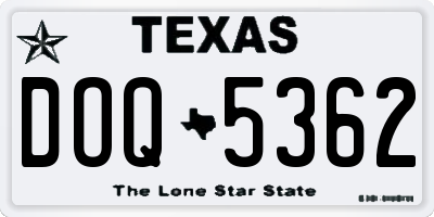 TX license plate DOQ5362