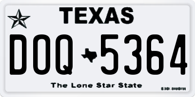 TX license plate DOQ5364