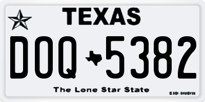 TX license plate DOQ5382