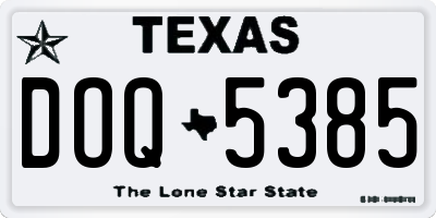 TX license plate DOQ5385