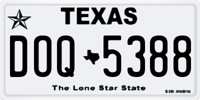 TX license plate DOQ5388