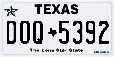 TX license plate DOQ5392