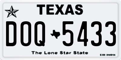 TX license plate DOQ5433
