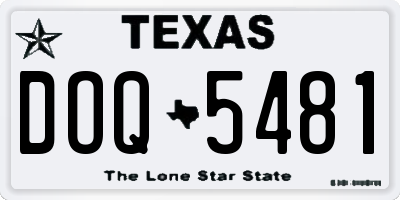 TX license plate DOQ5481