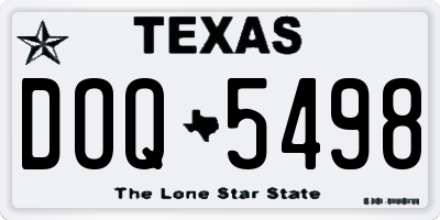 TX license plate DOQ5498