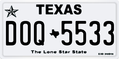 TX license plate DOQ5533