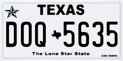 TX license plate DOQ5635