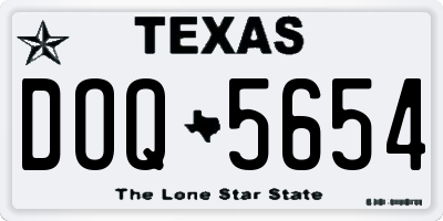 TX license plate DOQ5654