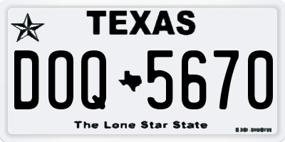 TX license plate DOQ5670