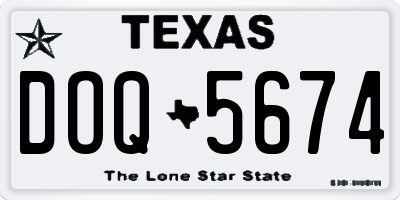 TX license plate DOQ5674