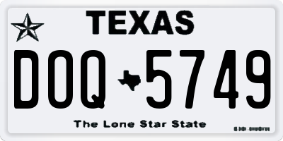 TX license plate DOQ5749