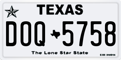 TX license plate DOQ5758
