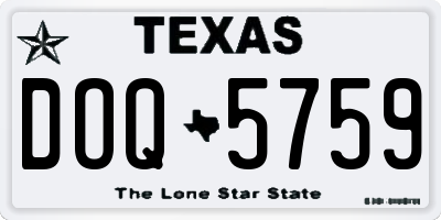 TX license plate DOQ5759