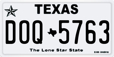 TX license plate DOQ5763