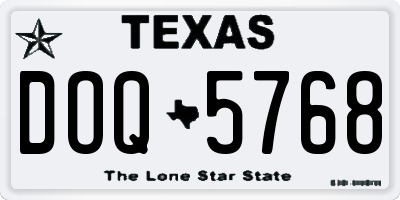 TX license plate DOQ5768