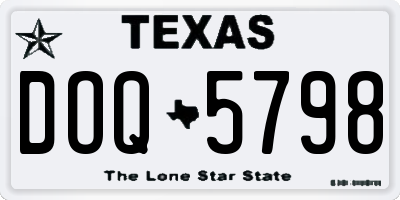 TX license plate DOQ5798