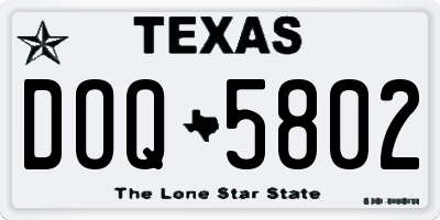 TX license plate DOQ5802