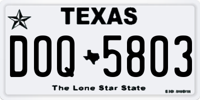 TX license plate DOQ5803